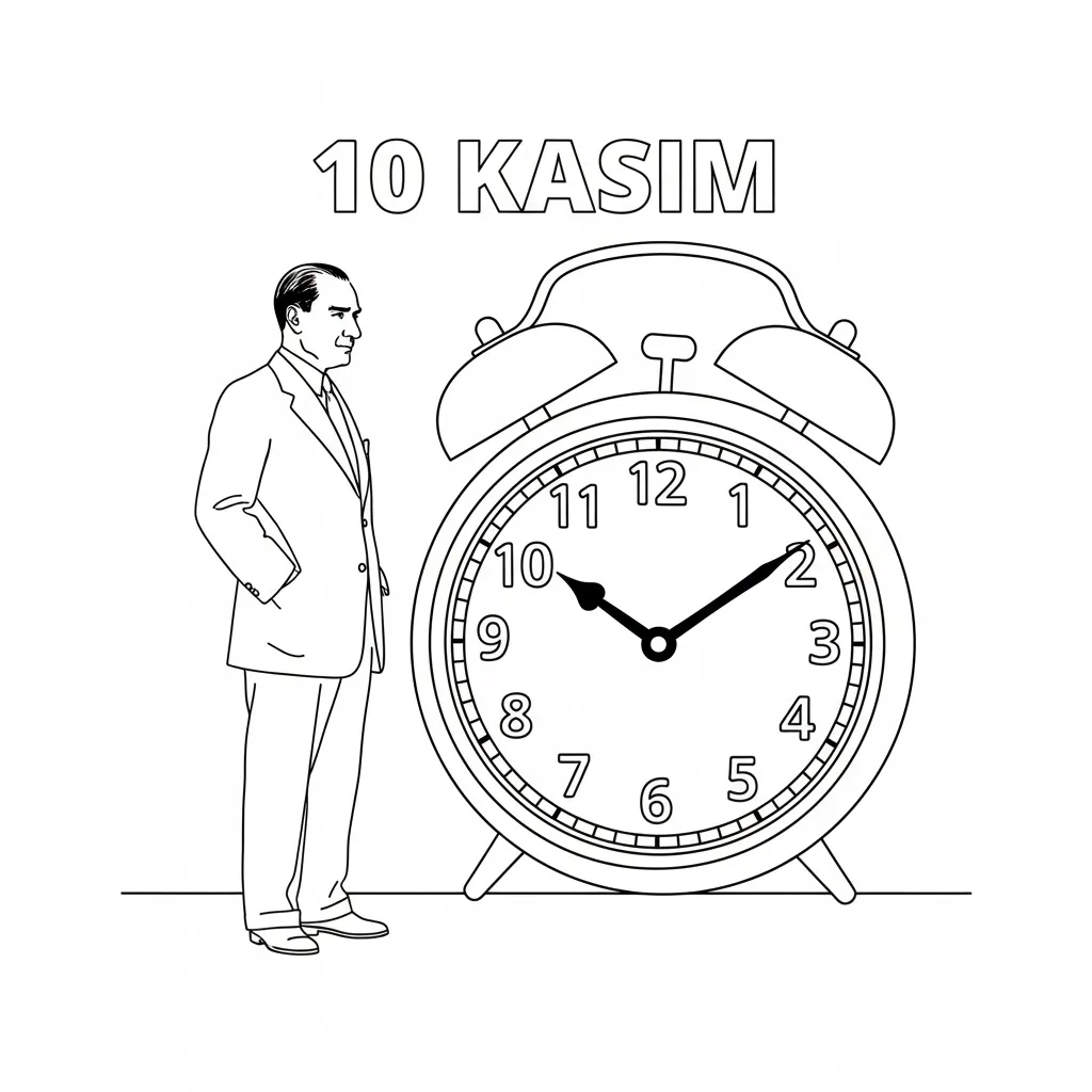 10 Kasım Ulu Önder Mustafa Kemal Atatürk Boyama Sayfası