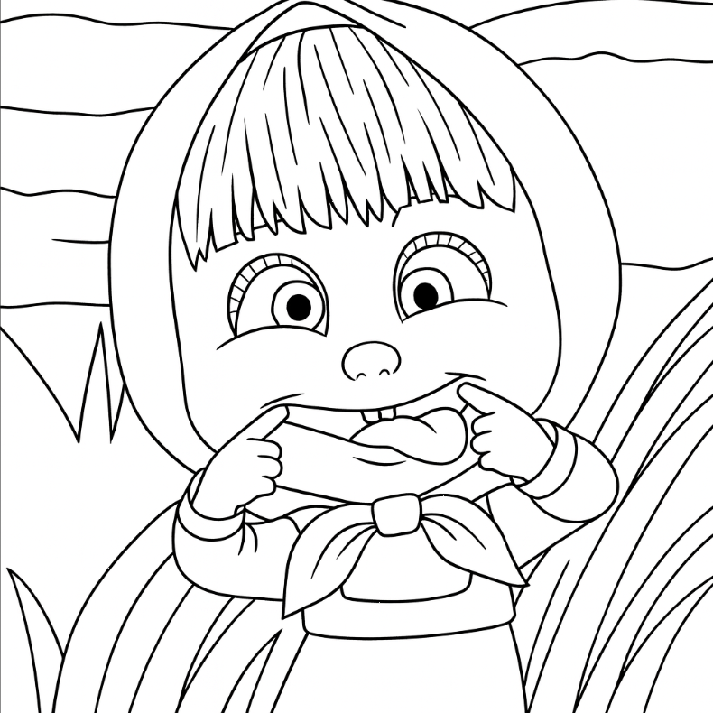 Maşa Ormanda Geziyor Boyama Resmi - Masha Walking in the Forest Coloring - تلوين ماشا تتجول في الغابة