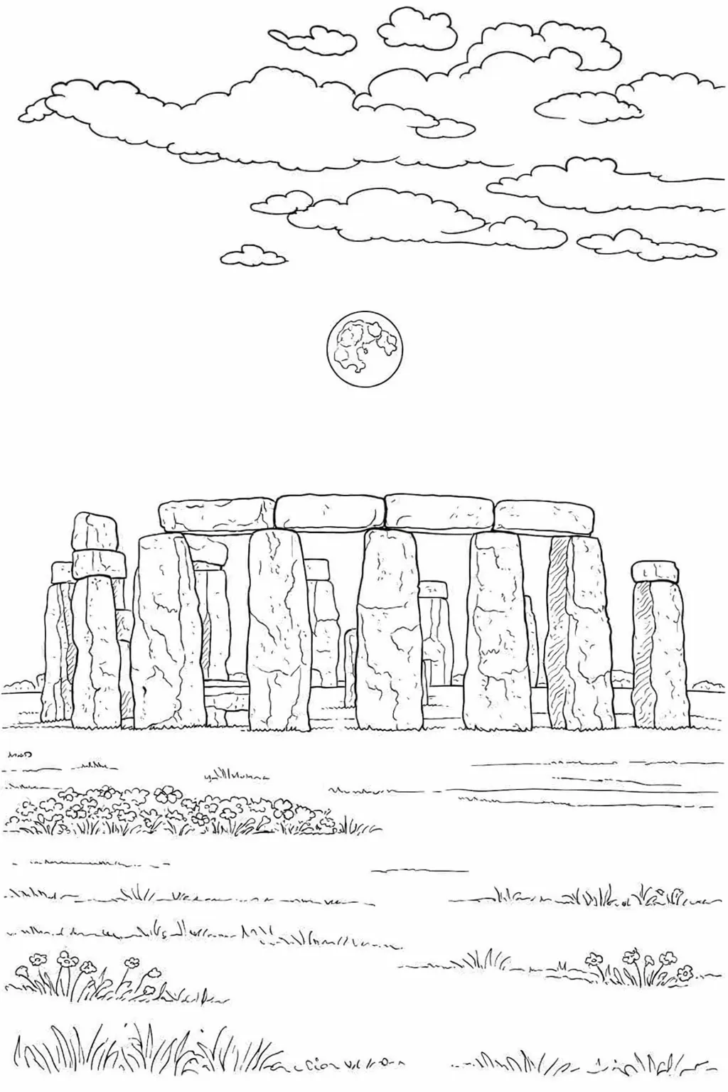 İngiltere Stonehenge Taş Anıtları Boyama Sayfası
