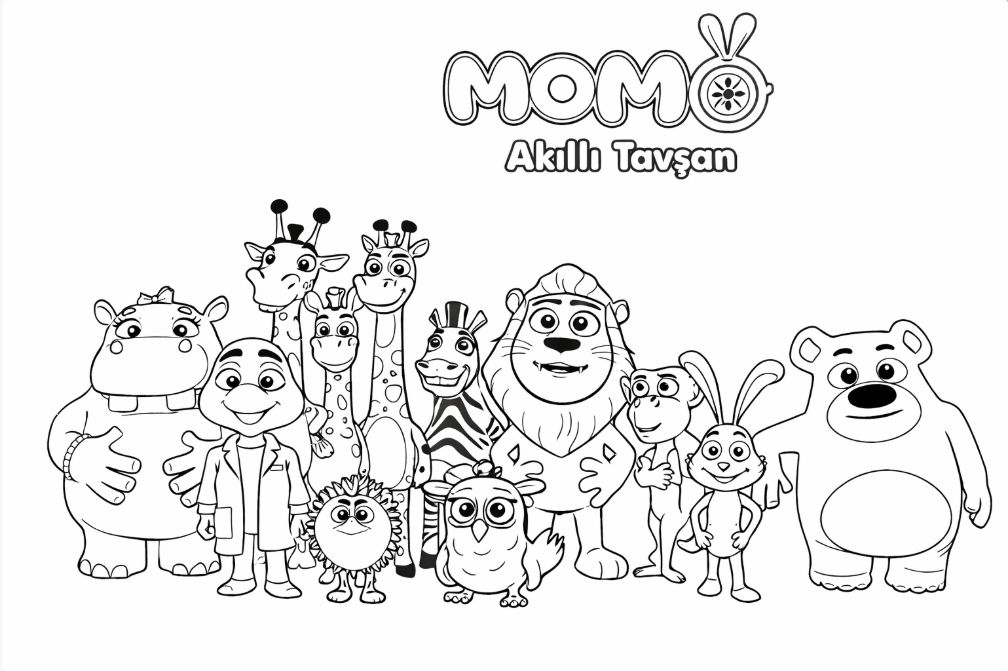 Akıllı Tavşan Momo ve sincap Yumi Şarkılı Orman'da boyama sayfası - Smart Rabbit Momo and Yumi the squirrel in Singing Forest coloring page - صفحة تلوين الأرنب الذكي مومو والسنجاب يومي في الغابة الغنائية
