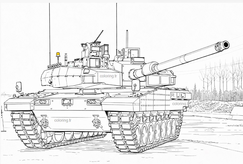 Altay Tankı detaylı boyama sayfası - Altay Tank detailed coloring page - صفحة تلوين مفصلة لدبابة ألتاي