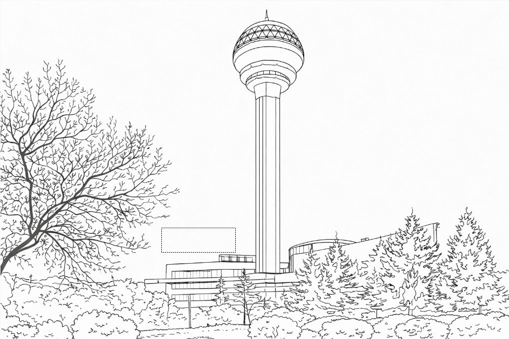 Çocuklar için Ankara silüeti ve Atakule boyama görseli - Ankara skyline and Atakule coloring image for kids - صورة تلوين أفق أنقرة وأتاكولي للأطفال
