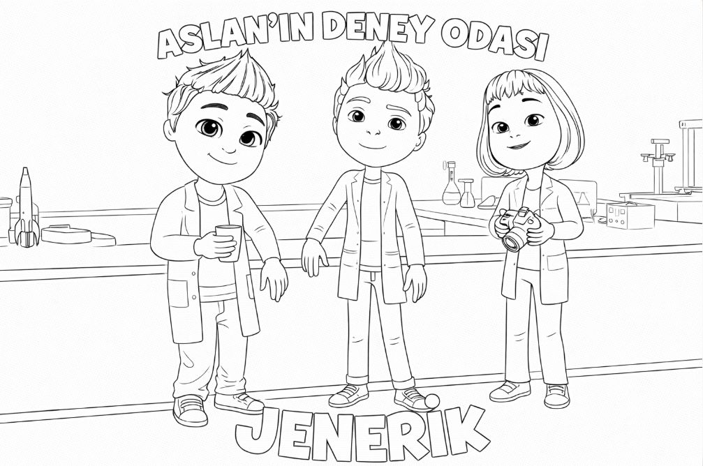 Aslan'ın Deney Odası - Aslan ve arkadaşları Zeynep ile Ali macera boyama çizimi - Aslan and friends Zeynep and Ali adventure coloring drawing - رسم تلوين مغامرة أصلان وأصدقائه زينب وعلي