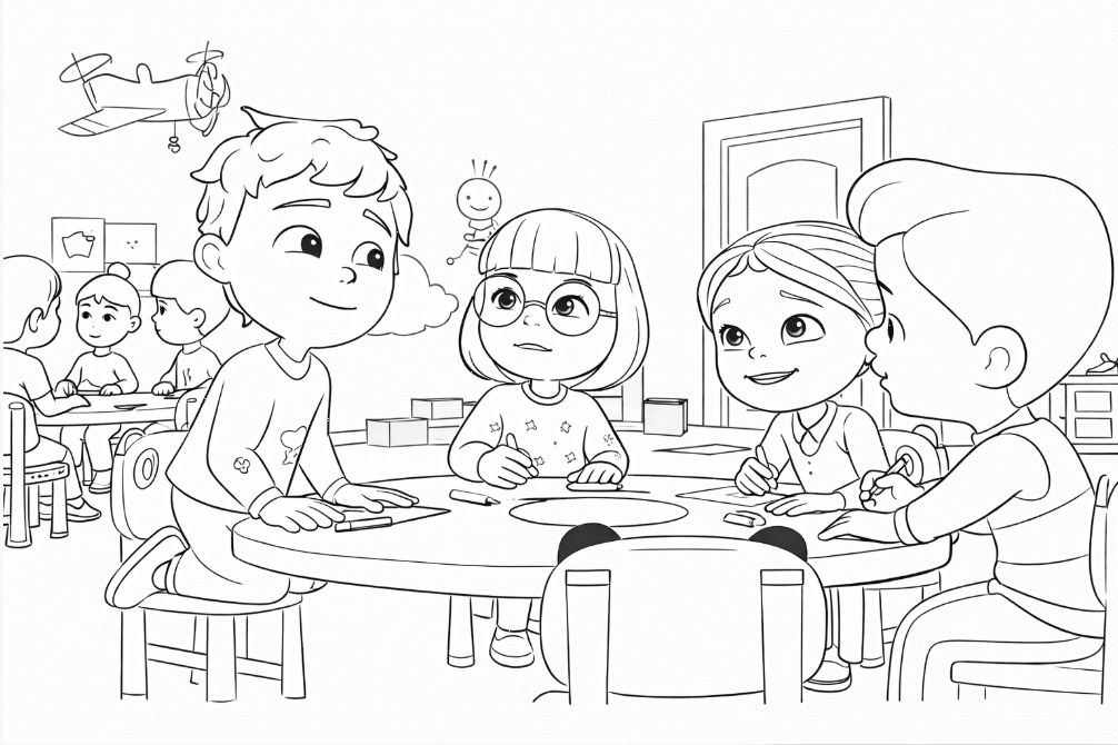 Kerem, Selin ve Mustafa karakterleri boyama resmi - Kerem, Selin and Mustafa characters coloring image - صورة تلوين شخصيات كرم وسيلين ومصطفى