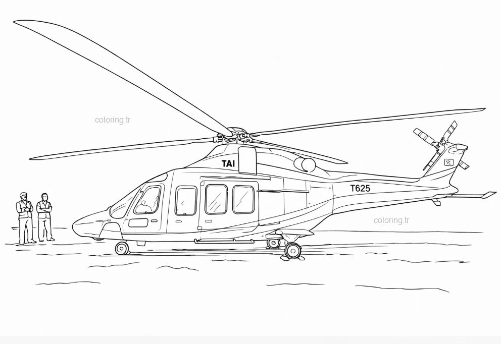 Gökbey genel maksat helikopteri detaylı boyama sayfası - Gökbey utility helicopter detailed coloring page - صفحة تلوين مفصلة لمروحية جوكبي للأغراض العامة