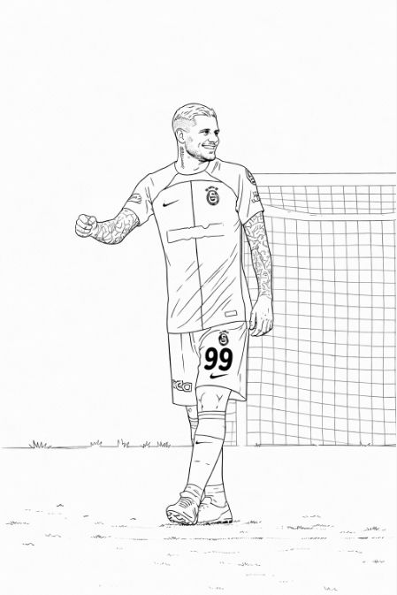 Çocuklar için Mauro Icardi forma ve top boyama görseli - EN: Mauro Icardi jersey and ball coloring image for kids - AR: صورة تلوين قميص وكرة ماورو إيكاردي للأطفال