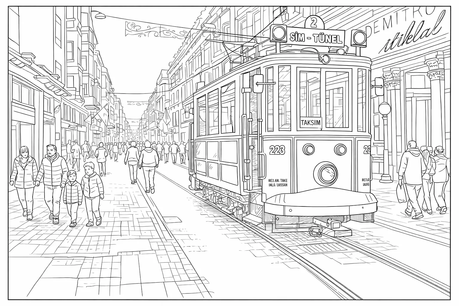 İstiklal Caddesi Beyoğlu Boyama Sayfası