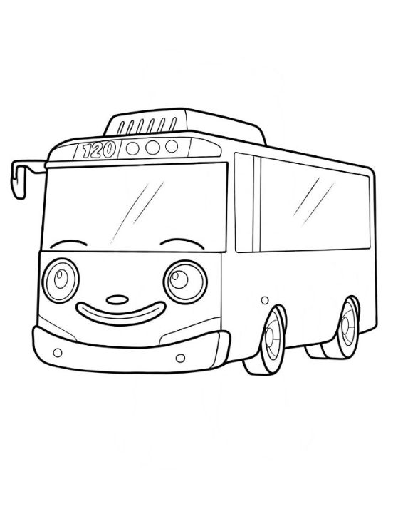 Mavi otobüs Tayo ve yeşil otobüs Rogi yolda boyama resmi - Blue bus Tayo and green bus Rogi on the road coloring image - صورة تلوين للحافلة الزرقاء تايو والحافلة الخضراء روغي على الطريق