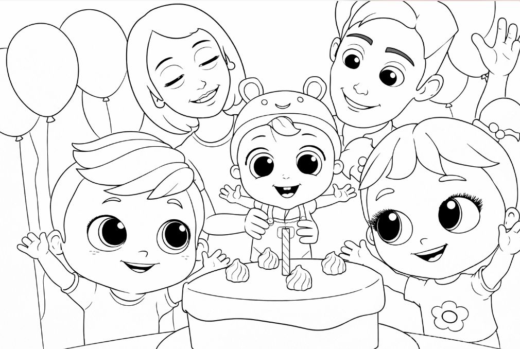Baby John from Little Angel playing with toys coloring page - صفحة تلوين بيبي جون من "ليتل أنجيل" يلعب بالألعاب