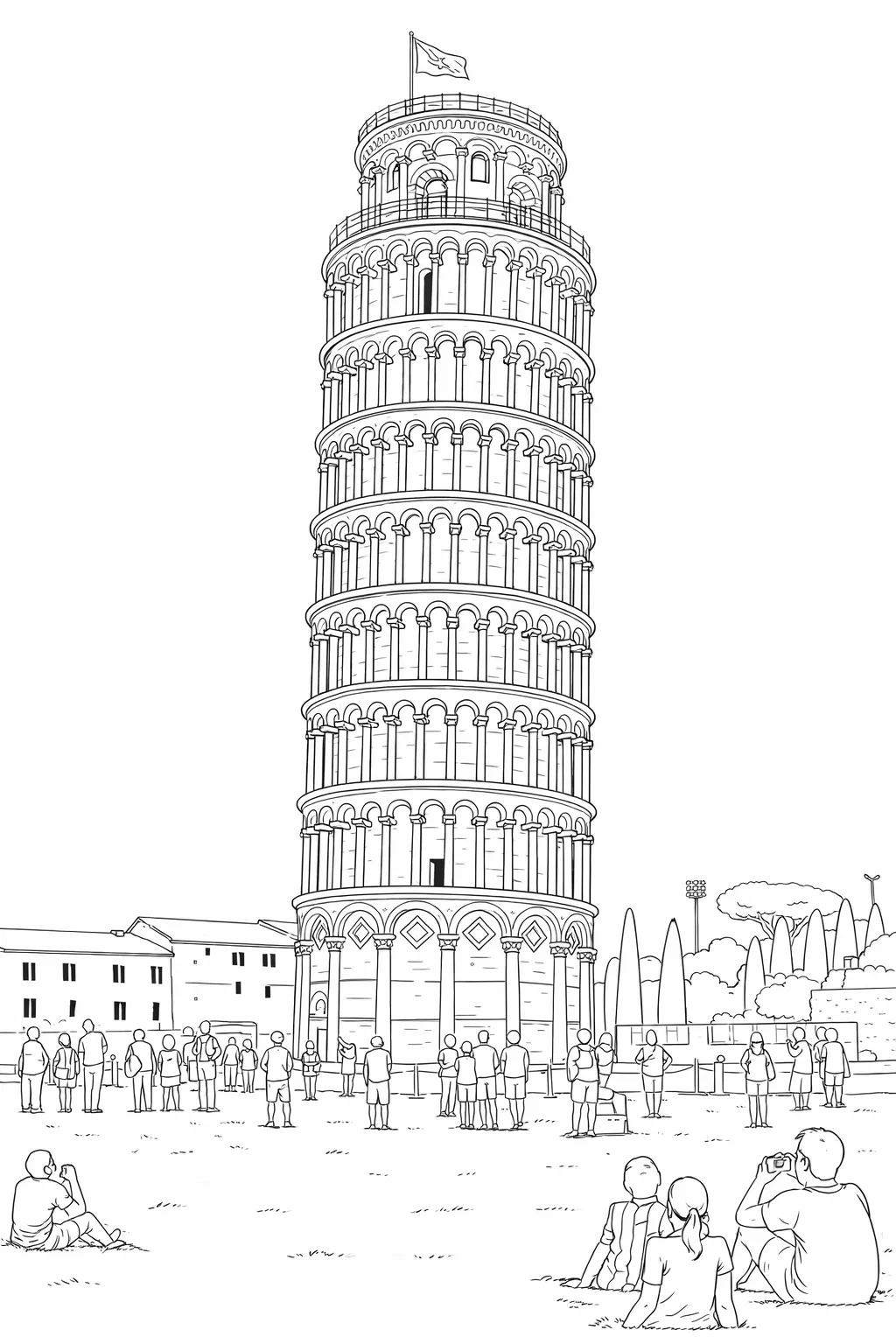 İtalya Piasa Kulesi Boyama Sayfası
