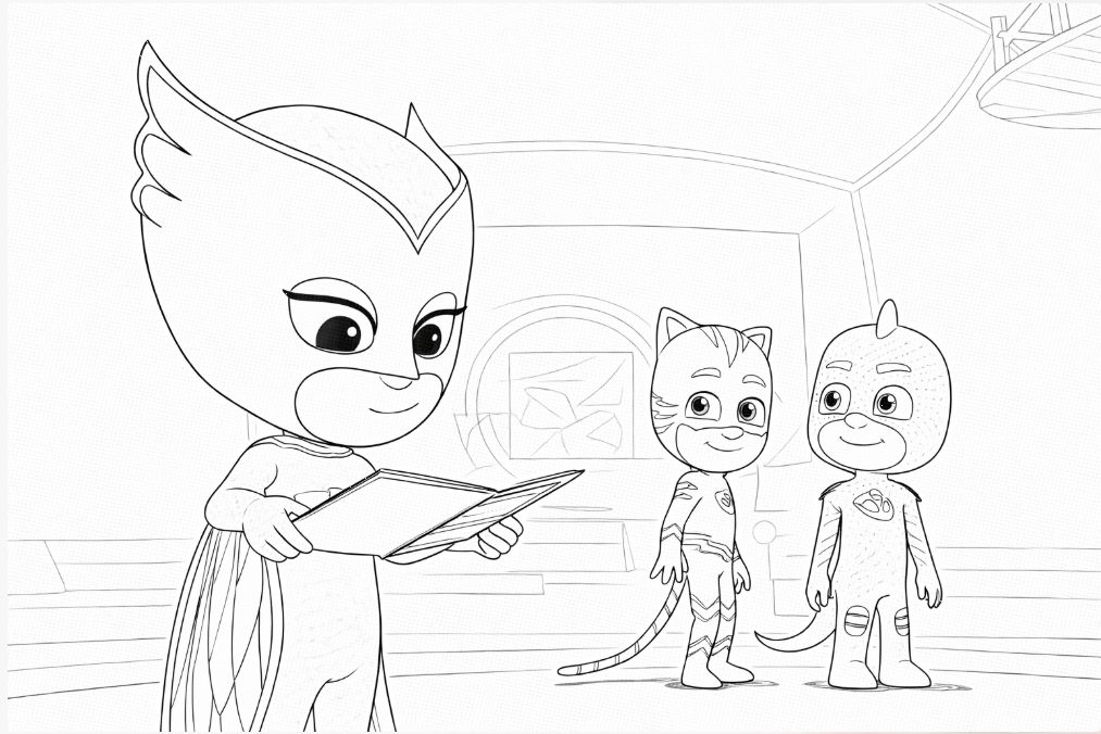 Pj Mask kötü karakteri Romeo ve Ay Kızı boyama çizimi - PJ Masks villains Romeo and Luna Girl coloring drawing - رسم تلوين أشرار أقنعة بي جي: روميو وفتاة القمر