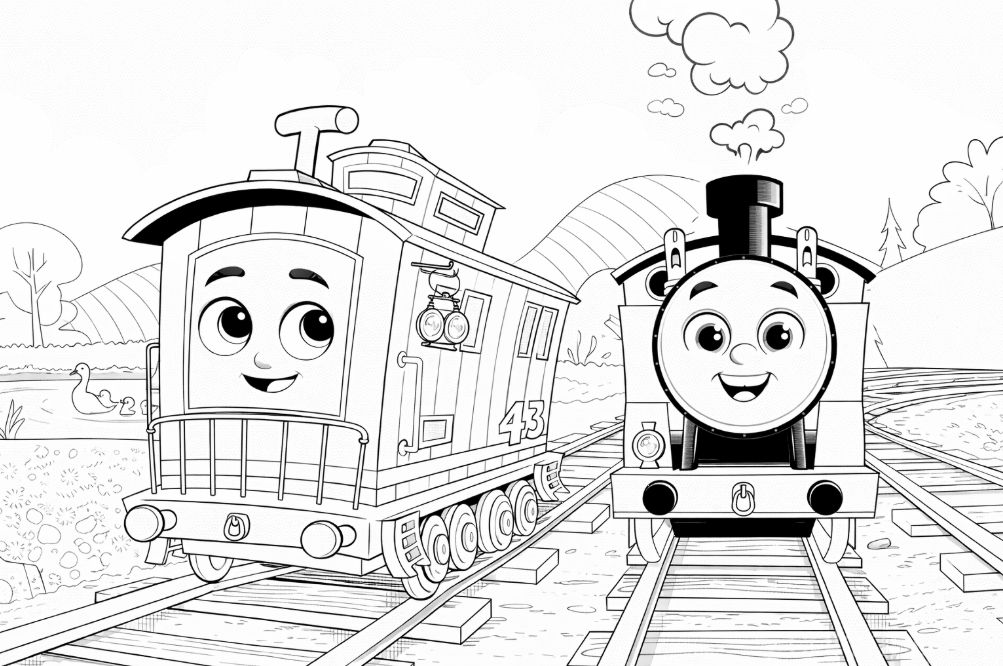 Okul Öncesi Tren Boyama Kağıdı - Preschool Train Coloring Page - ورقة تلوين قطار لمرحلة ما قبل المدرسة