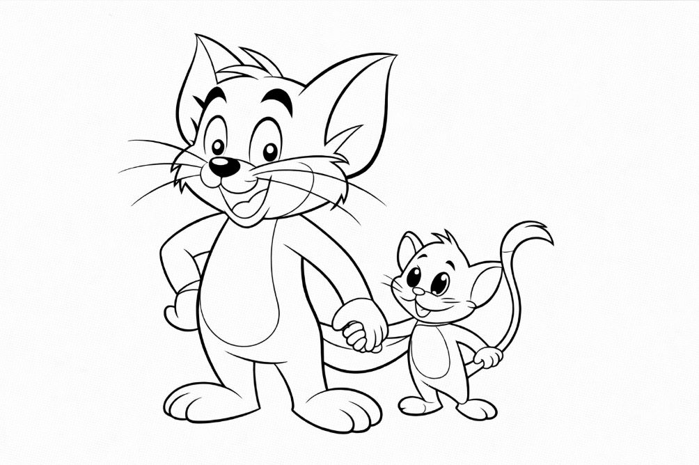 Jerry Mouse ve küçük fare Tuffy boyama resmi - Jerry Mouse and little Tuffy coloring image - صورة تلوين الفأر جيري والفأر الصغير تافي
